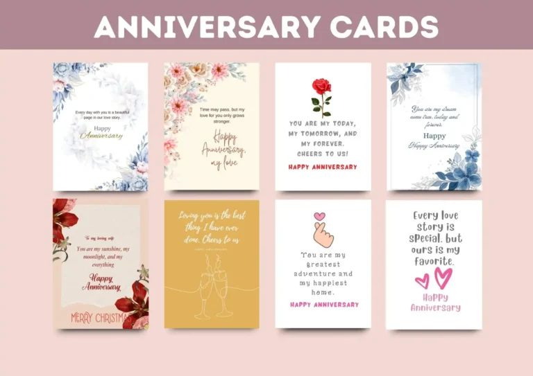 A collection of beautifully designed Anniversary Cards featuring romantic quotes, floral themes, and heartfelt messages for couples. Perfect for celebrating love and marriage milestones. Anniversary Cards ©affectiontag.com