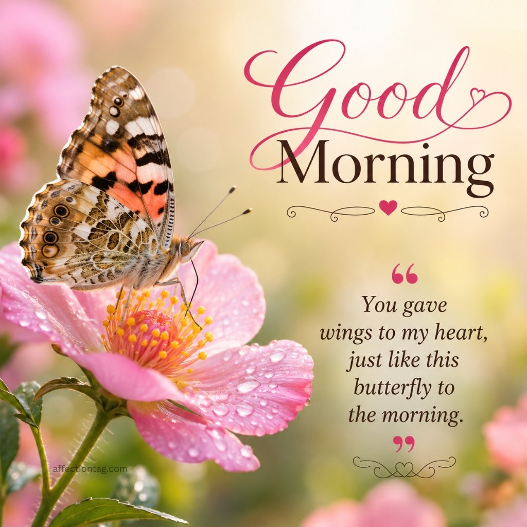good morning butterfly pink flower