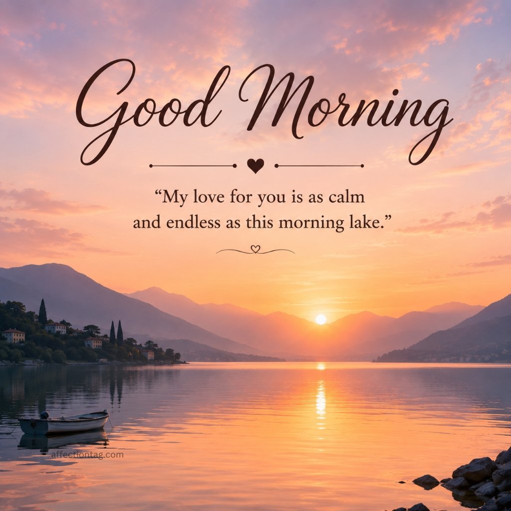 good morning calm lake sunset