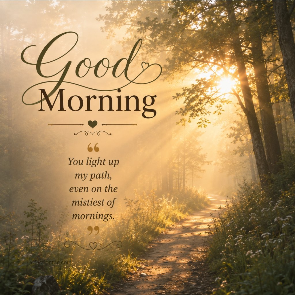 good morning forest path sunrays