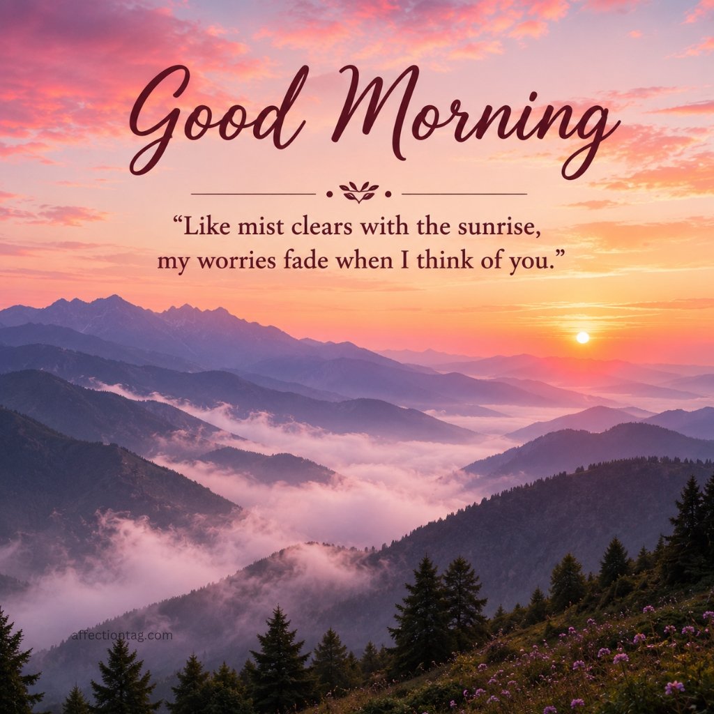 good morning misty mountains sunrise