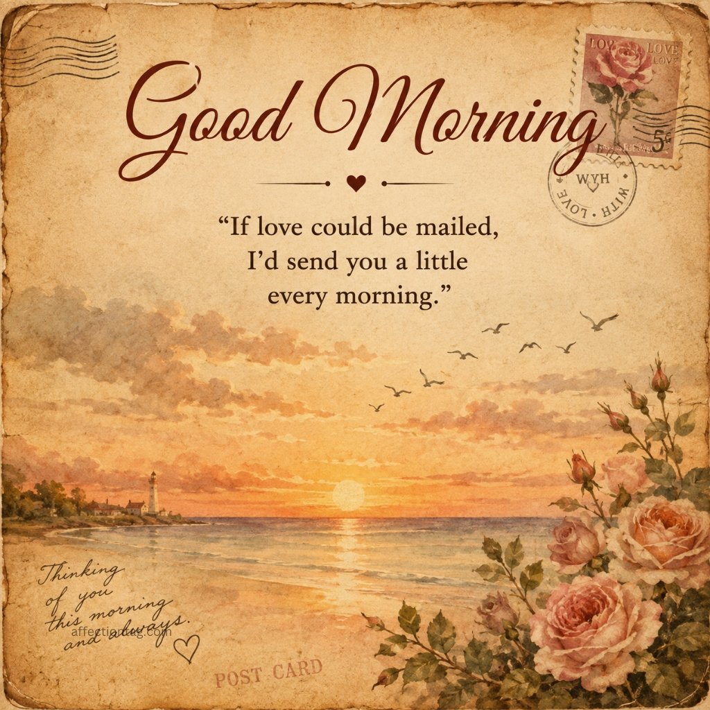 good morning vintage postcard beach